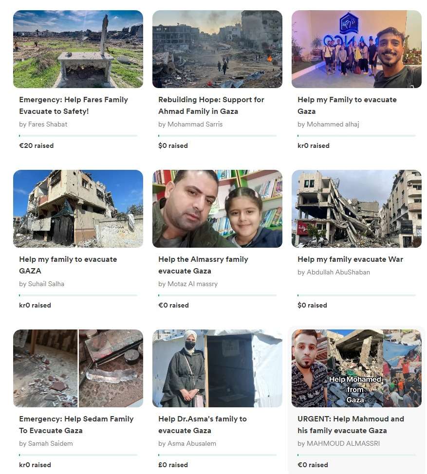 Einwohner Gazas bitten um Spenden für die Ausreise. Screenshot