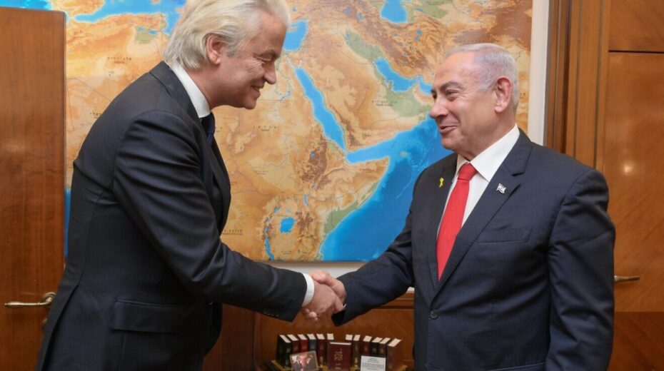 Der Vorsitzende der niederländischen Freiheitspartei, Geert Wilders, trifft am 9. Dezember 2024 den israelischen Ministerpräsidenten Benjamin Netanjahu im Amtssitz des Ministerpräsidenten in Jerusalem. Foto: Ma'ayan Toaf/GPO.