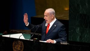 Der israelische Ministerpräsident Benjamin Netanjahu spricht am 26. September 2025 vor der UN-Generalversammlung in New York City. Bildnachweis: Liri Agami/Flash90.