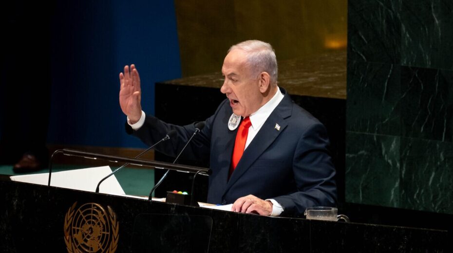 Der israelische Ministerpräsident Benjamin Netanjahu spricht am 26. September 2025 vor der UN-Generalversammlung in New York City. Bildnachweis: Liri Agami/Flash90.