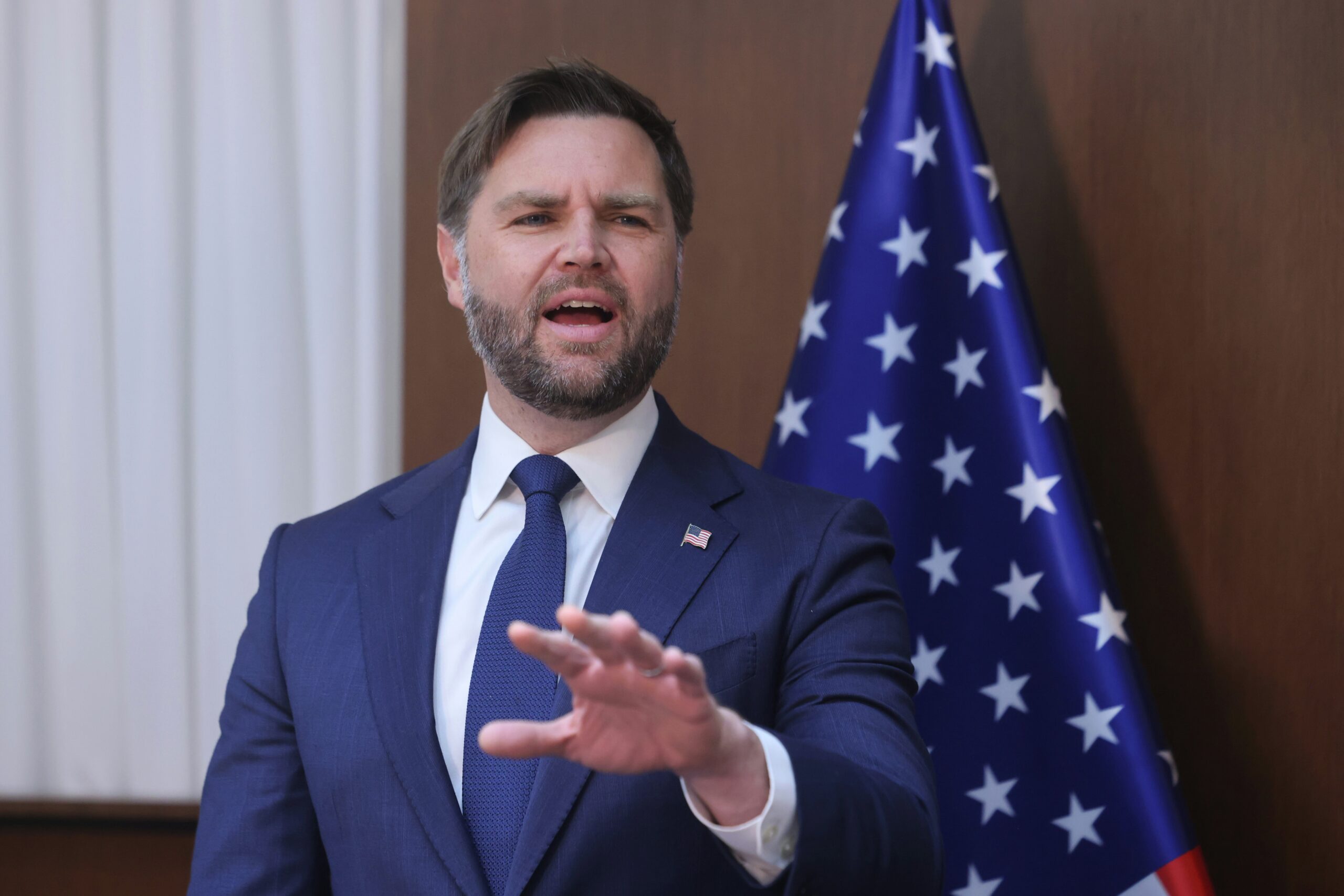 Der US-Vizepräsident JD Vance während eines Treffens mit dem israelischen Premierminister Netanjahu im Büro des Premierministers in Jerusalem am 22. Oktober 2025. EPA/MARC ISRAEL SELLEM / POOL