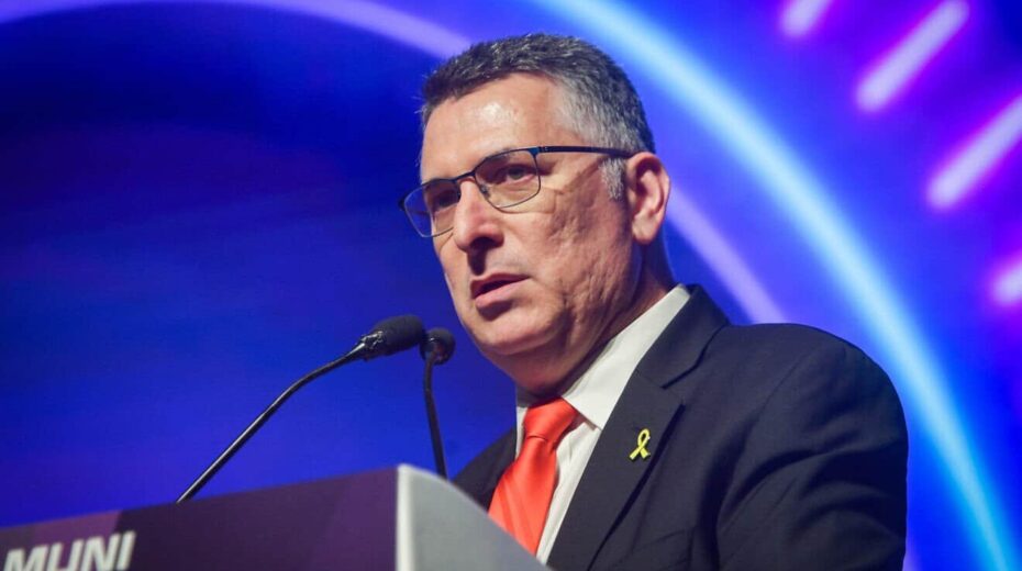 Der israelische Außenminister Gideon Sa'ar spricht am 15. Juli 2025 auf der Konferenz „Muni Expo 2025” in Tel Aviv. Foto: Avshalom Sassoni/Flash90.