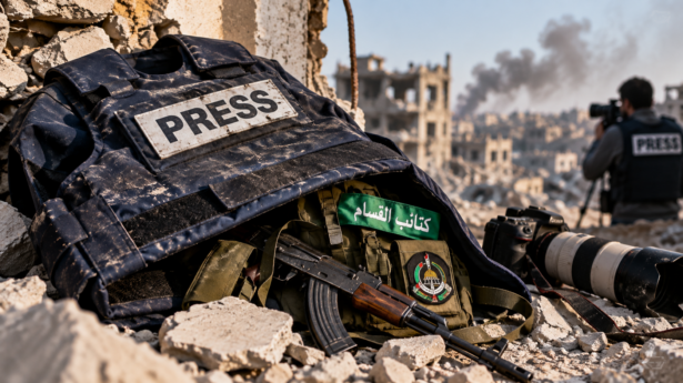 In Gaza ist ein Journalist fast nie nur ein Journalist. Von KI generierte Illustration.