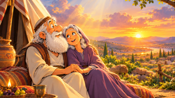 Liebe im Wüstencamp bei Sonnenuntergang. KI-Erstellt